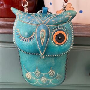 Teal Owl Crossbody Bag